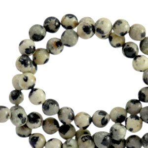 Kralen natuursteen dalmati&euml;r jaspis 4mm Greige anthracite