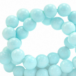 Glaskralen 6 mm opaque Aquamarine blue