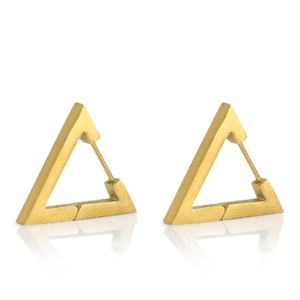 Oorbellen van Stainless steel Roestvrij staal (RVS) triangle Goud