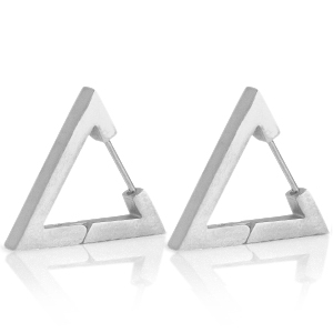Oorbellen van Stainless steel Roestvrij staal (RVS) triangle Zilver