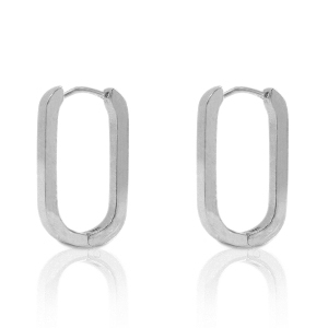 Oorbellen van Stainless steel Roestvrij staal (RVS) oval Zilver