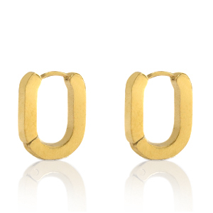 Oorbellen van Stainless steel Roestvrij staal (RVS) oval Goud