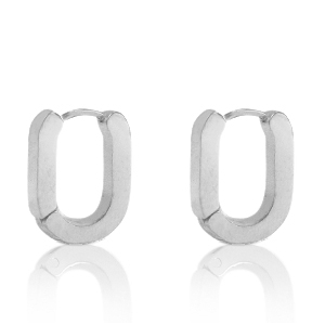 Oorbellen van Stainless steel Roestvrij staal (RVS) oval Zilver