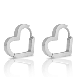 Oorbellen van Stainless steel Roestvrij staal (RVS) heart Zilver
