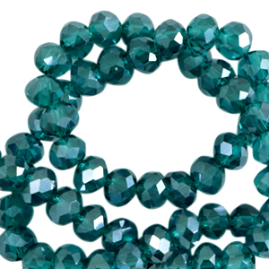 Facet kralen top quality disc 8x6 mm Danube blue-pearl shine coating