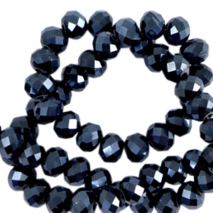 Facet kralen top quality disc 8x6 mm Interstellar blue-pearl shine coating