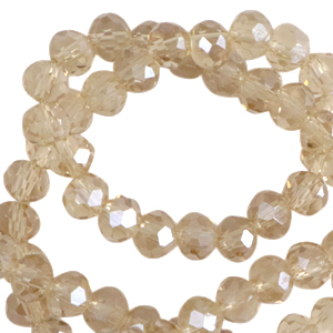 Facet kralen top quality disc 8x6 mm Latte beige-pearl shine coating