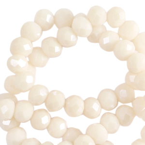 Facet kralen top quality disc 8x6 mm Pristine beige-pearl shine coating