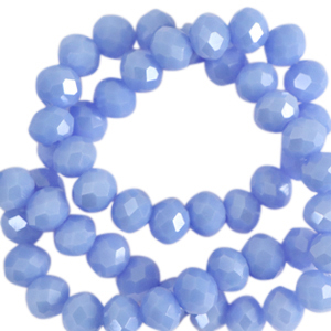Facet kralen top quality disc 6x4 mm Sky blue-pearl shine coating