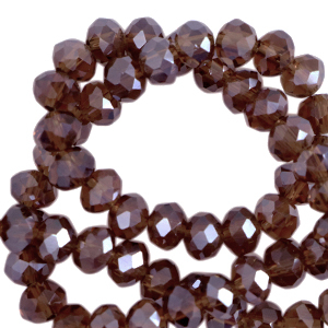 Facet kralen top quality disc 6x4 mm Aubergine purple-pearl shine coating