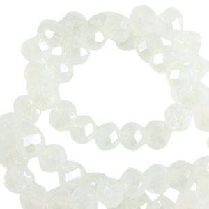 Facet kralen top quality disc 6x4 mm Milky crystal-pearl shine coating