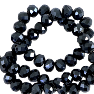 Facet kralen top quality disc 4x3 mm Black-pearl shine coating