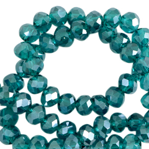 Facet kralen top quality disc 4x3mm Danube blue-pearl shine coating