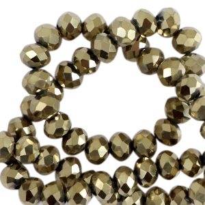 Facet kralen top quality disc 4x3mm Antique gold metallic-pearl shine coating