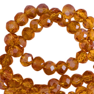 Facet kralen top quality disc 4x3mm Russet brown-pearl shine coating
