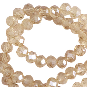 Facet kralen top quality disc 4x3mm Latte beige-pearl shine coating