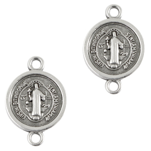 Metaal bedels DQ tussenstuk religion 14mm Antiek zilver (nikkelvrij)