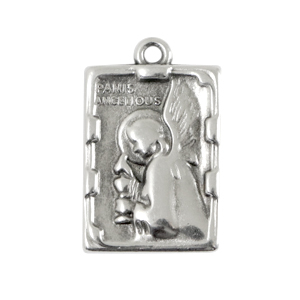 Metaal bedels DQ rectangle with angel Antiek zilver (nikkelvrij)