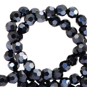 Facet kralen top quality rond 4mm Black-pearl shine coating