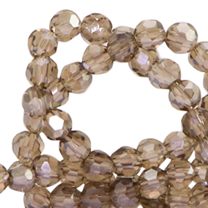 Facet kralen top quality rond 4mm Light topaz-top shine coating