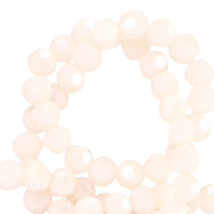 Facet kralen top quality rond 4mm Pristine beige-pearl shine coating