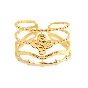 Ringen van Stainless steel Roestvrij staal (RVS) Flower Goud