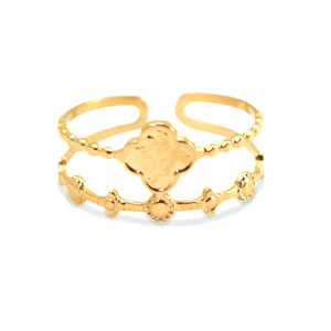 Ringen van Stainless steel Roestvrij staal (RVS) Flower Goud