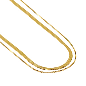 Kettingen van Stainless steel Roestvrij staal (RVS) 2 layer snake Goud