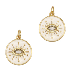 TQ metaal brass bedels eye of providence enamel Gold-white