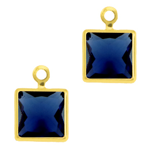 Hanger van crystal glas square Royal blue-gold