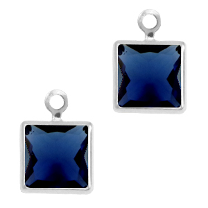 Hanger van crystal glas square Royal blue-silver