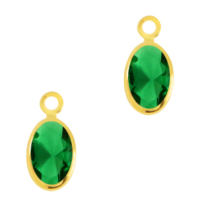 Hanger van crystal glas oval Classic green-gold