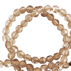 Kralen natuursteen facet geslepen 3mm Light topaz-pearl shine coating