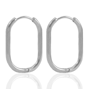 Oorbellen van Stainless steel Roestvrij staal (RVS) creolen oval Silver