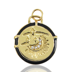 TQ metaal brass bedels moon enamel Gold-black