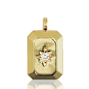 TQ metaal brass bedels rectangle with star Gold