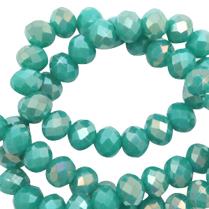 Facet kralen top quality disc 4x3mmTeal green-diamond coating