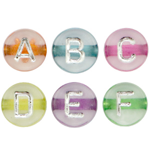 Acryl letterkralen Multicolour transparent