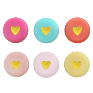 Acryl letterkralen heart Multicolour gold