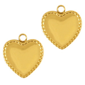 Bedels van Stainless steel Roestvrij staal (RVS) heart Goud