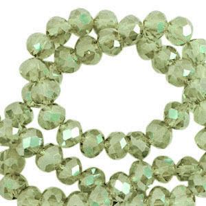 Facet kralen top quality disc 8x6 mm Vineyard green-pearl shine coating