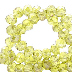 Facet kralen top quality disc 8x6mm Sundance yellow-pearl shine coating