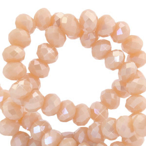 Facet kralen top quality disc 6x4mm Bermuda pink-pearl shine coating