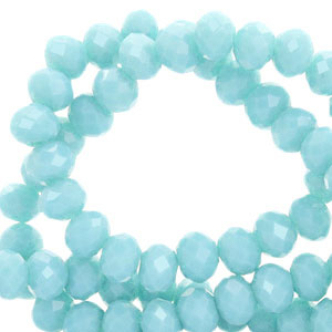 Facet kralen top quality disc 4x3mm Serenity blue-pearl shine coating