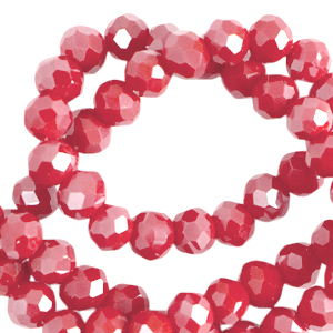 Facet kralen top quality disc 4x3mm Bonfire red-pearl shine coating