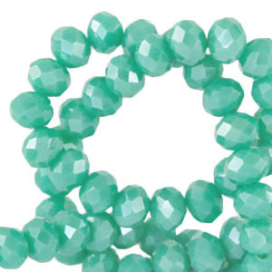 Facet kralen top quality disc 3x2mm Erin green-pearl shine coating