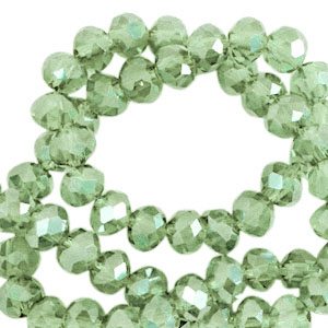 Facet kralen top quality disc 3x2mm Citrus green-pearl shine coating