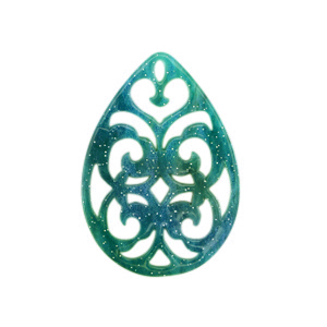 Hangers van resin druppel barok 38x27mm Ocean green