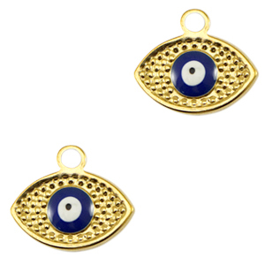 Bedels van Stainless steel Roestvrij staal (RVS) eye of providence enamel Gold-blue