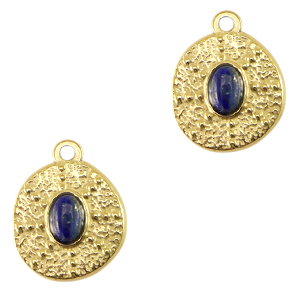 Bedels van Stainless steel Roestvrij staal (RVS) irregular met natuursteen Gold-dark blue